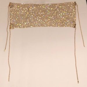 Gold sparkly chain crop top